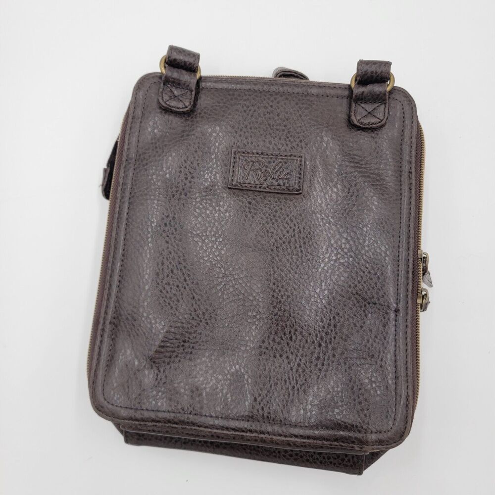 Relic Dark Brown Vintage Pebbled Vegan Leather Crossbody Messenger Bag Rugged
